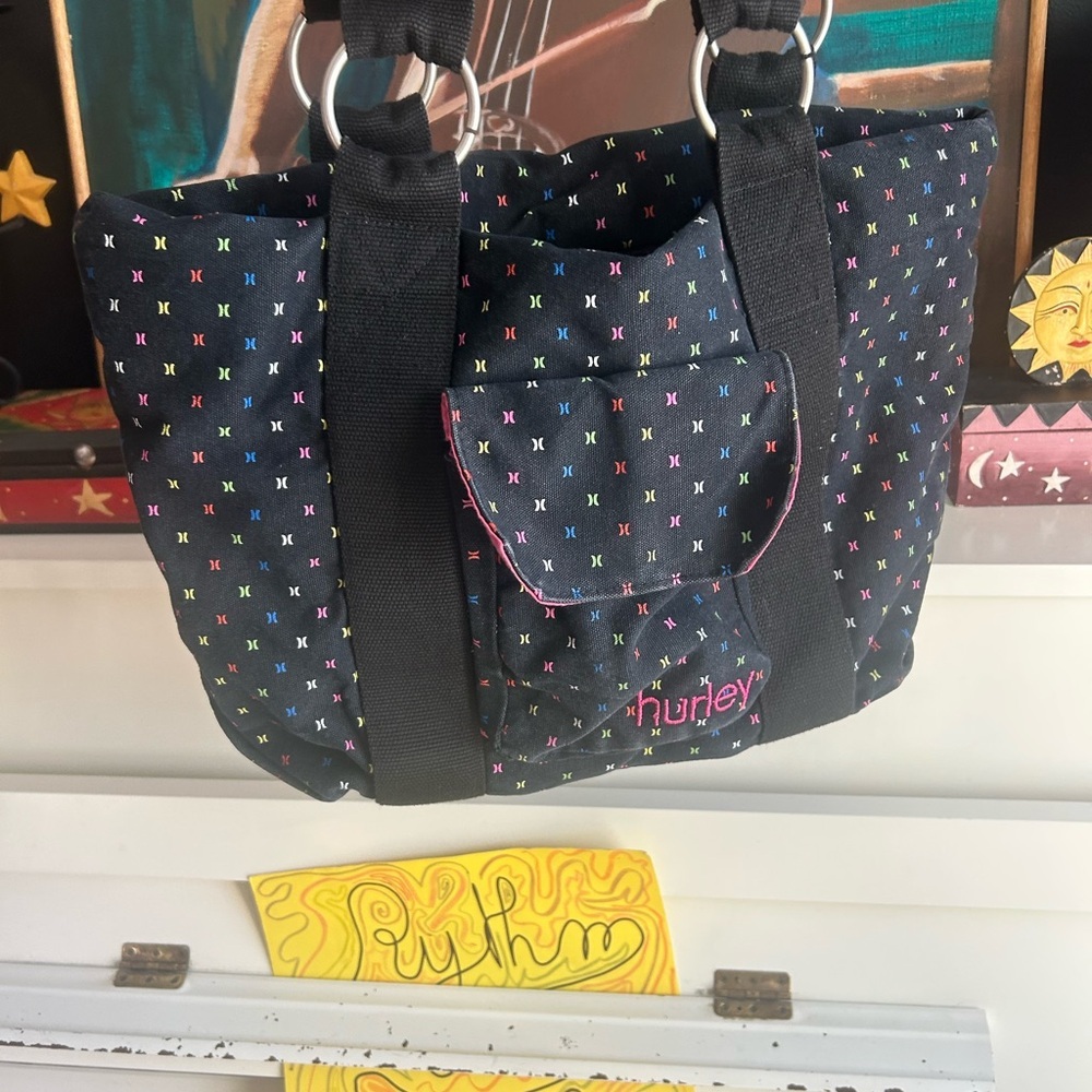 Hurley Black Tote with Colorful Accents